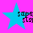Four identical blue stars on a pink background with pixelated text reading "sape sta" in the center of each star.