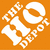 White pixelated text and shapes on an orange background, including a large 'O' with a horizontal line through it, partial letters, and abstract forms.