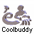 Animated contact sheet of 15 Coolbuddy icons showing various poses and shapes in a grid layout with gray background transparency.