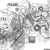 Pixelated grayscale image of a figure holding an object with visible text elements and abstract shapes.
