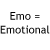 Static image showing two identical with 'Emo = Emotional' text and large X symbols over the right side of each