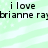 Pixelated text 'i love brianne ray' repeated on a light green striped background with white speckles.