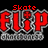 Red and silver 'FLIP' text with a plus sign in the center, surrounded by pixelated borders on black backgrounds.