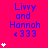 A bright pink background displays repeated text "Livvy and Hannah" with heart symbols, showing animation changes in star count per