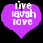 Two identical purple heart-shaped icons with white text reading 'live laugh love' on a black background, each featuring pixelated edges and slight variations in the top-left corner.