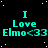 Black background with white dots, cyan text reading "I Love Elmo<33" repeated in a pattern across the image