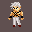 Pixel art character with white hair, black straps across chest, light pants, and red shoes in multiple background variations.