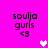Pixelated text 'soulja gurls <3' appears in four corners on a bright pink background with two white heart icons in the center.