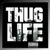 A 50x50 pixel animated buddy icon featuring a black background with white "THUG LIFE" text on the left and a grayscale running figure on the right, displayed as a contact sheet of two frames.