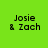 Green background with black pixelated text reading "Josie & Zach" on left and "Best Friends Forever" on right, with vertical lines below.