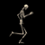 A 4x4 contact sheet of a running skeleton animation with 16 frames, each showing the skeletal figure in different stages of motion against a black background.