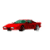Red sports car with green roof viewed from multiple angles in a