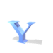 Blue 3D letter Y with varying angles and shadows across multiple views on white background.