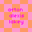 Pixelated text 'afton', 'alexis', and 'lakey' in magenta on alternating pink and orange checkered backgrounds.