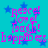 Cyan background with blue stars and pink text reading peace! love! laugh! happiness. in a pattern