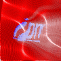 Red background with white wavy lines; blue text 'ipn' in cursive script, underlined. The text's underline shifts position across frames.
