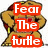 Pixelated turtle character with brown shell and red accents, standing in a confident pose with hands on hips.
