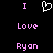 Pixelated text and heart symbol on black background with pink and white elements.