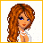 Pixel art contact sheet showing three frames of a woman in white dress with text overlays and orange decorative borders.
