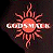 Pixelated image with a sun-like symbol and partial text on left, human face on right against dark background.