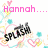 Pixelated pink text reads 'Hannah.... Loves' above a white background with colorful heart and splash patterns, featuring repeated black 'SPLASH!' text.