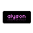 Pixelated text 'glyson' in pink on black background with purple reflection effect.