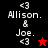 <3 Alisone. & Joe. <3 with star symbols; black and red backgrounds alternate between frames.