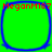 Four identical green squares with blue rounded borders and red text "MeganM137" at top-left of each square on a bright green background.