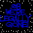 Blue pixelated text reads "WE'RE LEGALLY GONE" on a black background with white dots, arranged in four identical quadrants.