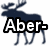 Four static images of a dark blue moose silhouette with white text overlays reading 'Aber-', 'crombie', 'and', 'Fitch' on a white background.