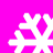 Four white snowflake icons on a solid magenta background, arranged in a with no visible animation changes
