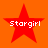 Four red five-pointed stars on an orange background, each containing the text 'Stargirl' in white pixelated font.