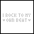 25 pixel-art icons displaying "I ROCK TO MY OWN BEAT" text with varying color schemes and green musical note animations
