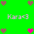Green background with pixelated hearts and repeated 'Kara<3' text in light purple, featuring pink heart variations at center.