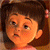 Animated cartoon character with brown hair in pigtails, pink hair ties, and a pink top, showing sequential facial expressions from neutral to closed eyes to open eyes.
