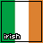 Six pixelated display the Irish flag with 'irish' text, showing animation changes in letter highlighting