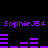Purple pixelated text and bar graphs on black background, with repeated 'SophieJ54' labels above and below the bars.