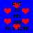 Blue background with red pixelated hearts and black text reading "ANI IS MY BFF FOR LIFE" in a pattern