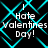 Black background with cyan diamond-shaped lines and white text reading "I Hate Valentines Day!" in four repeated sections