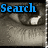 A grayscale eye image with blue text overlays reading Search, My, and Soul across different sections.