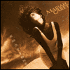 A woman with curly hair in a sleeveless top appears against a sepia-toned background with floating bubbles and partial text.