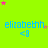 Bright green background with blue text 'elizabethh' and '<8' below, surrounded by pink and yellow stars in various positions.