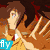 Six anime-style character portraits arranged in a , each with overlaid text labels in colored boxes