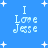 Blue background with white stars and pixelated text reading "I Love Jesse" in four identical quadrants.