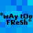 *wAy tOp FReSh text appears in four identical pixelated arrangements on a blue background with no visible motion changes