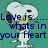 Snoopy character with yellow scarf against teal background, text changes from 'Love is... whats in your heart' to 'Even for ... Snoopy'