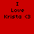 Red background with black text reading "I Love Krista <3" in four variations, each featuring a white rectangular overlay on different lines of the text.