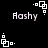 Pixelated white text 'Aashy' on black background with repeating geometric patterns of squares and dots.