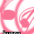Animated contact sheet of a pink bunny icon with text variations, showing multiple frames of the same character in different poses and expressions against a patterned background.