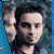 A 50x50 pixel animated contact sheet showing two frames of a buddy icon with a person on the left and green text on the right against a dark background.